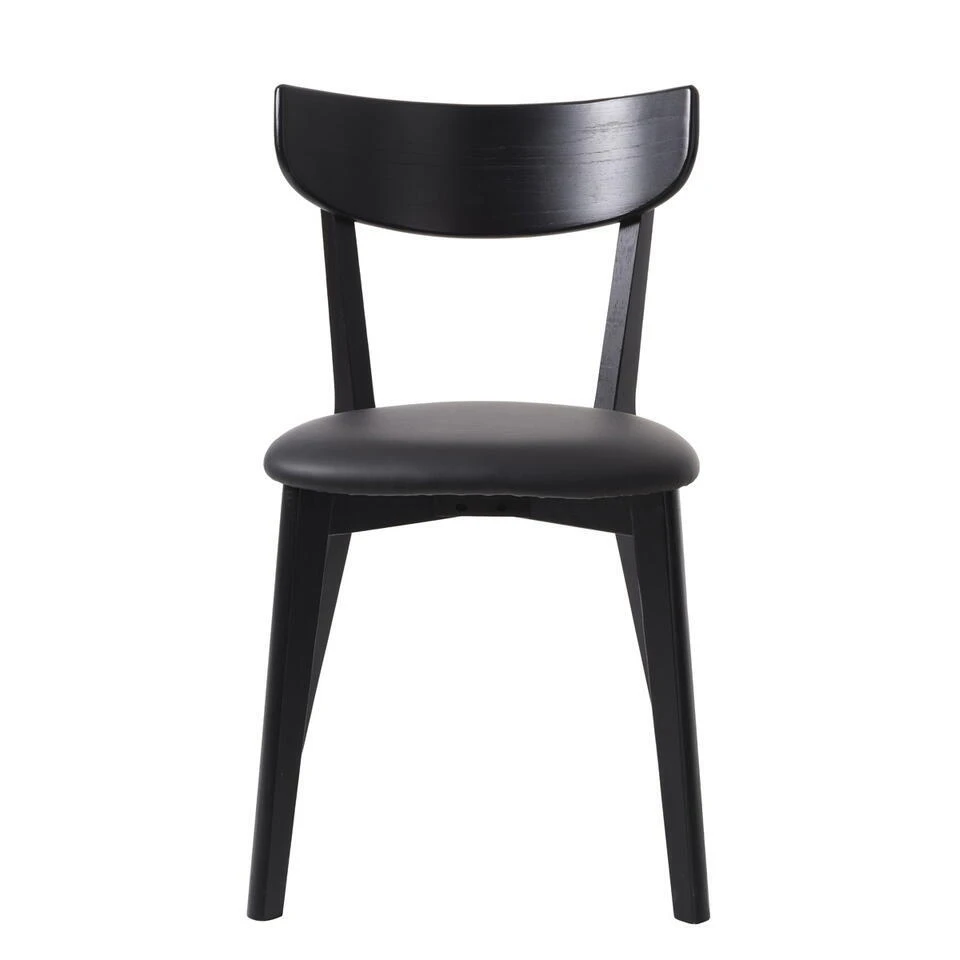Eetkamerstoel Zwart Eikenhout - Zithoogte 48,5cm - Pero - Set Van 2 3 Eetkamerstoel Zwart Eikenhout - Zithoogte 48,5cm - Pero - Set Van 2