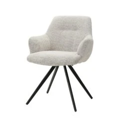 Eetkamerstoel Stof Beige - Zithoogte 49cm - 65x61x83cm - Doreen - Set Van 2