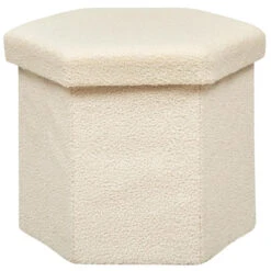 Atmosphera Storage Poef Jako - Opvouwbaar - Ivoor Wit - H38 Cm