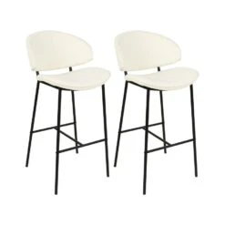 KIANA - Barkruk Set Van 2 - Crème - Polyester