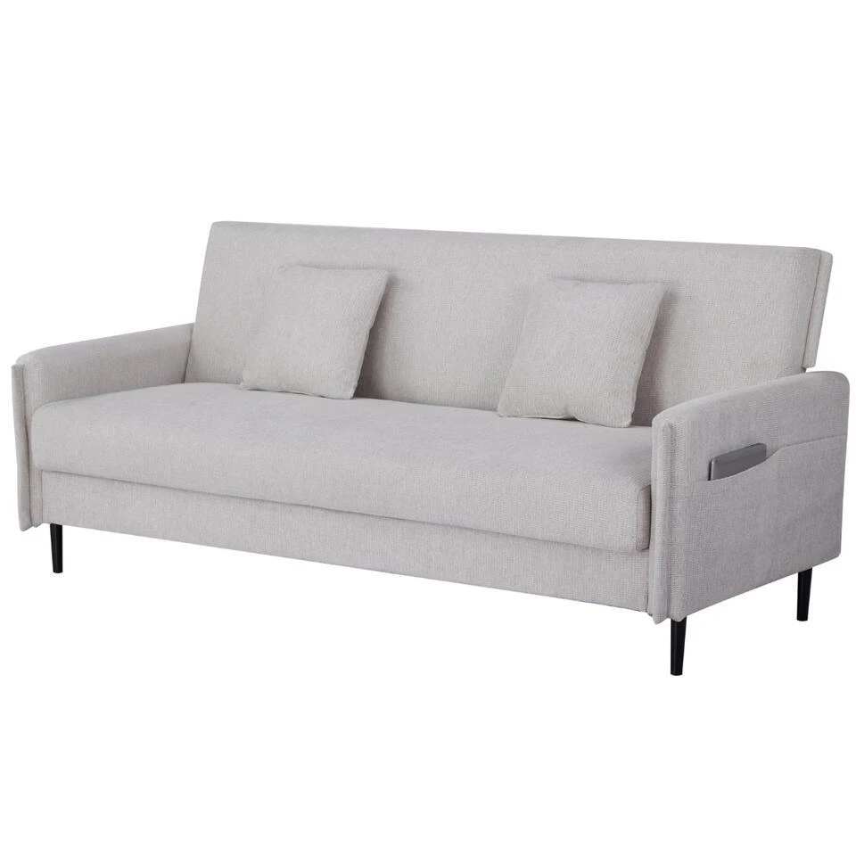 Slaapbank 3-Zits - Stof Beige - Zithoogte 47cm - 200x85x87cm - Torvi 3 Slaapbank 3-Zits - Stof Beige - Zithoogte 47cm - 200x85x87cm - Torvi