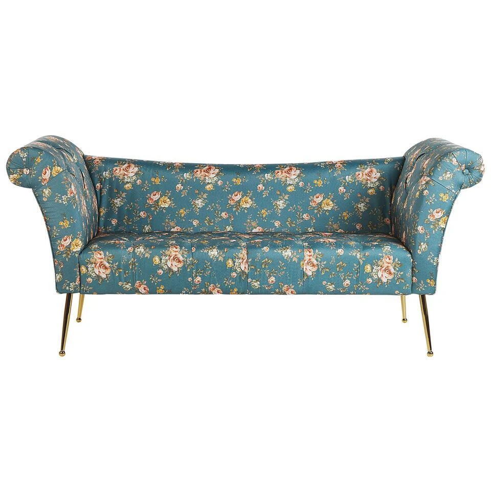 NANTILLY - Chaise Longue - Blauw - Symmetrisch - Fluweel 3 NANTILLY - Chaise Longue - Blauw - Symmetrisch - Fluweel