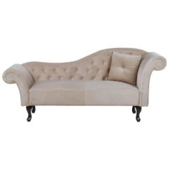 LATTES - Chaise Longue - Beige - Rechterzijde - Fluweel