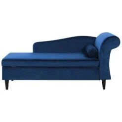 LUIRO - Chaise Longue - Blauw - Rechterzijde - Fluweel