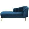 ALLIER - Chaise Longue - Blauw - Rechterzijde - Fluweel -LeenBakker Winkel 1000142940
