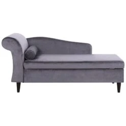 LUIRO - Chaise Longue - Donkergrijs - Linkerzijde - Fluweel