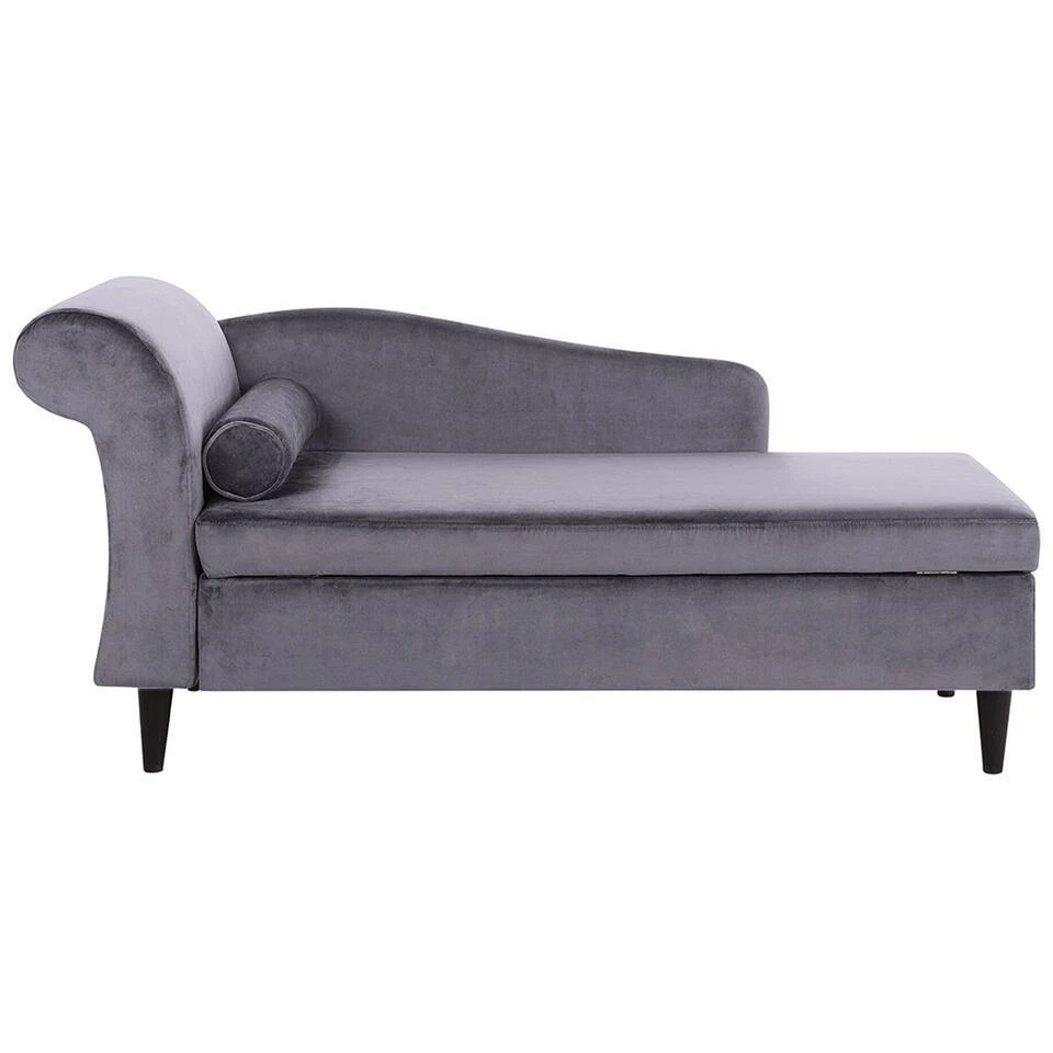 LUIRO - Chaise Longue - Donkergrijs - Linkerzijde - Fluweel 3 LUIRO - Chaise Longue - Donkergrijs - Linkerzijde - Fluweel