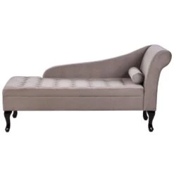 PESSAC - Chaise Longue - Taupe - Rechterzijde - Fluweel