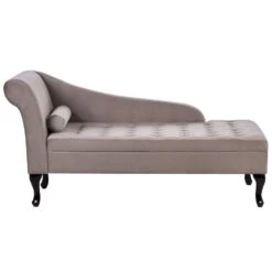 PESSAC - Chaise Longue - Taupe - Linkerzijde - Fluweel