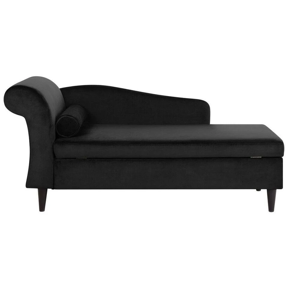 LUIRO - Chaise Longue - Zwart - Linkerzijde - Fluweel 3 LUIRO - Chaise Longue - Zwart - Linkerzijde - Fluweel