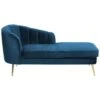 ALLIER - Chaise Longue - Blauw - Linkerzijde - Fluweel -LeenBakker Winkel 1000142989