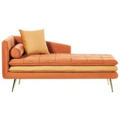 GONESSE - Chaise Longue - Oranje - Fluweel