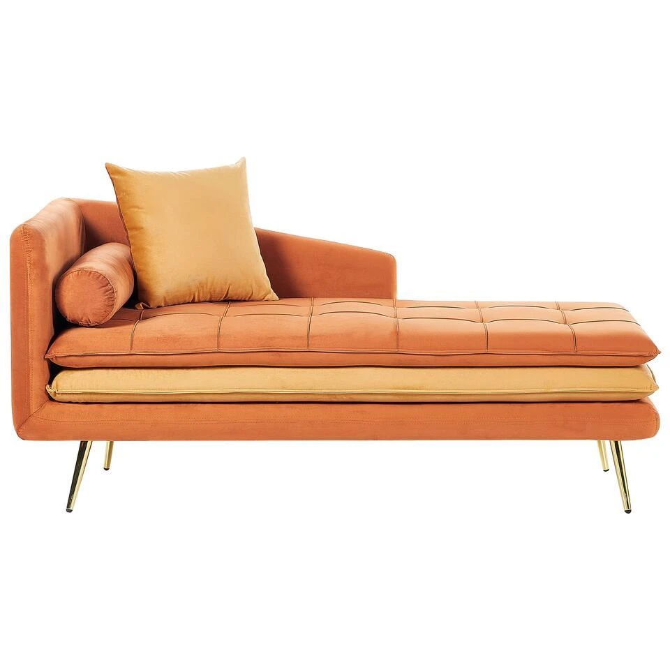 GONESSE - Chaise Longue - Oranje - Fluweel 3 GONESSE - Chaise Longue - Oranje - Fluweel