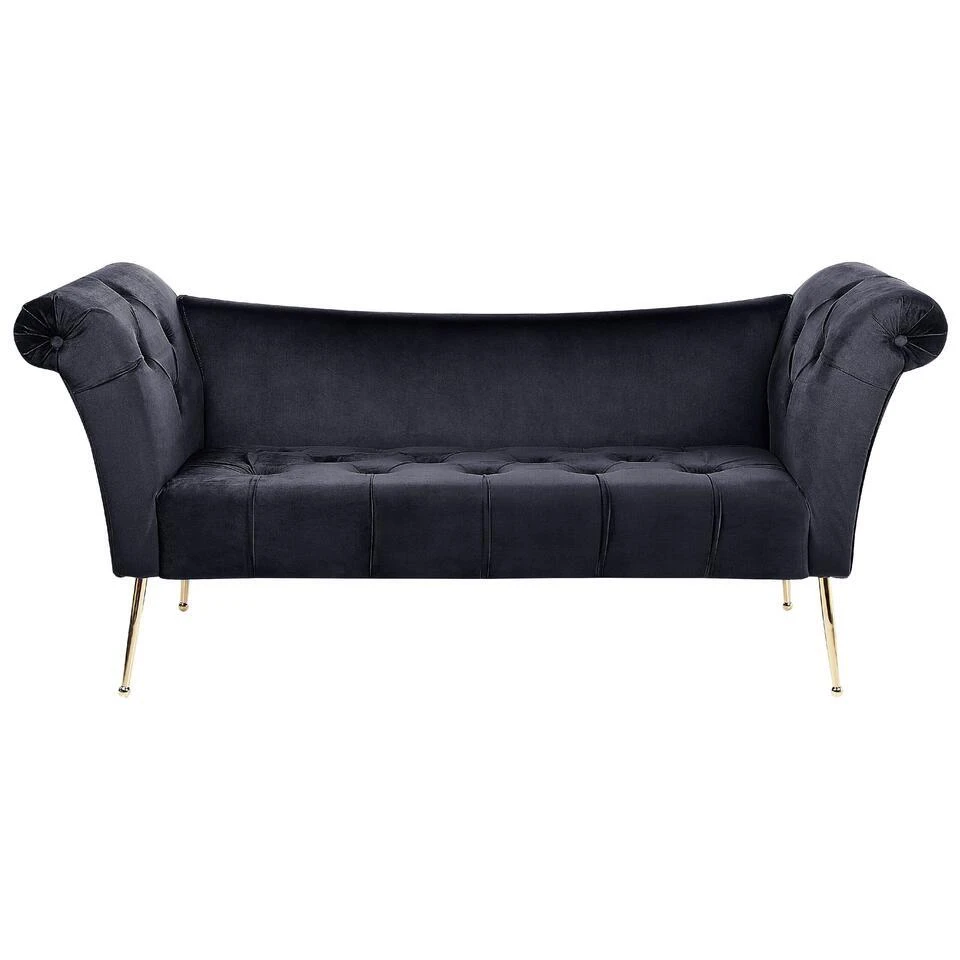 NANTILLY - Chaise Longue - Zwart - Fluweel 3 NANTILLY - Chaise Longue - Zwart - Fluweel