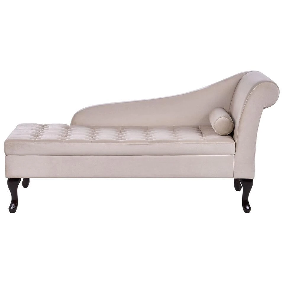 PESSAC - Chaise Longue - Beige - Rechterzijde - Fluweel 3 PESSAC - Chaise Longue - Beige - Rechterzijde - Fluweel