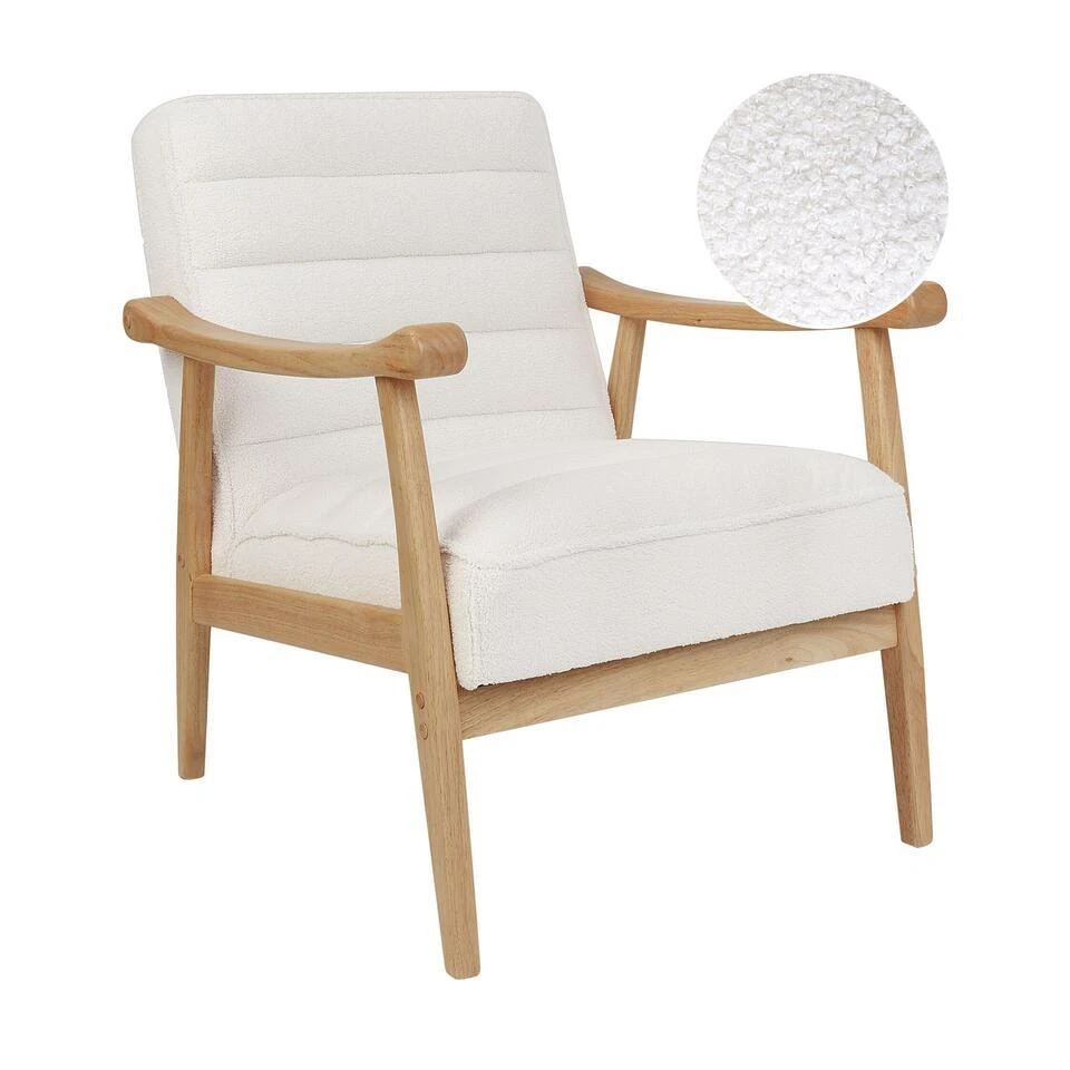 LEKNES - Fauteuil - Wit - Bouclé 3 LEKNES - Fauteuil - Wit - Bouclé