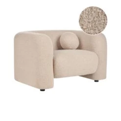 LEIREN - Fauteuil - Beige - Bouclé