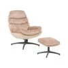 EIDE - Fauteuil Met Hocker - Beige - Fluweel -LeenBakker Winkel 1000144419