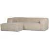 WOOOD Bean Chaise Longue Bank Links - Ribstof - Travertin - 73x254x178