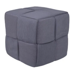 QUVIO Vierkante Poef - Corduroy - 35x35 Cm - Grijs