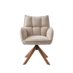 Eetkamerstoel Linnen/Eikenhout - 59x65x86cm - Marilla - Set Van 2