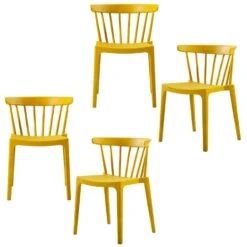 WOOOD Bliss Tuinstoelen - Kunststof - Geel - Set Van 4