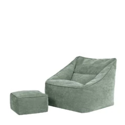 Icon Zitzak En Poef Natalia - Chenille Zitzak Fauteuil - Saliegroen