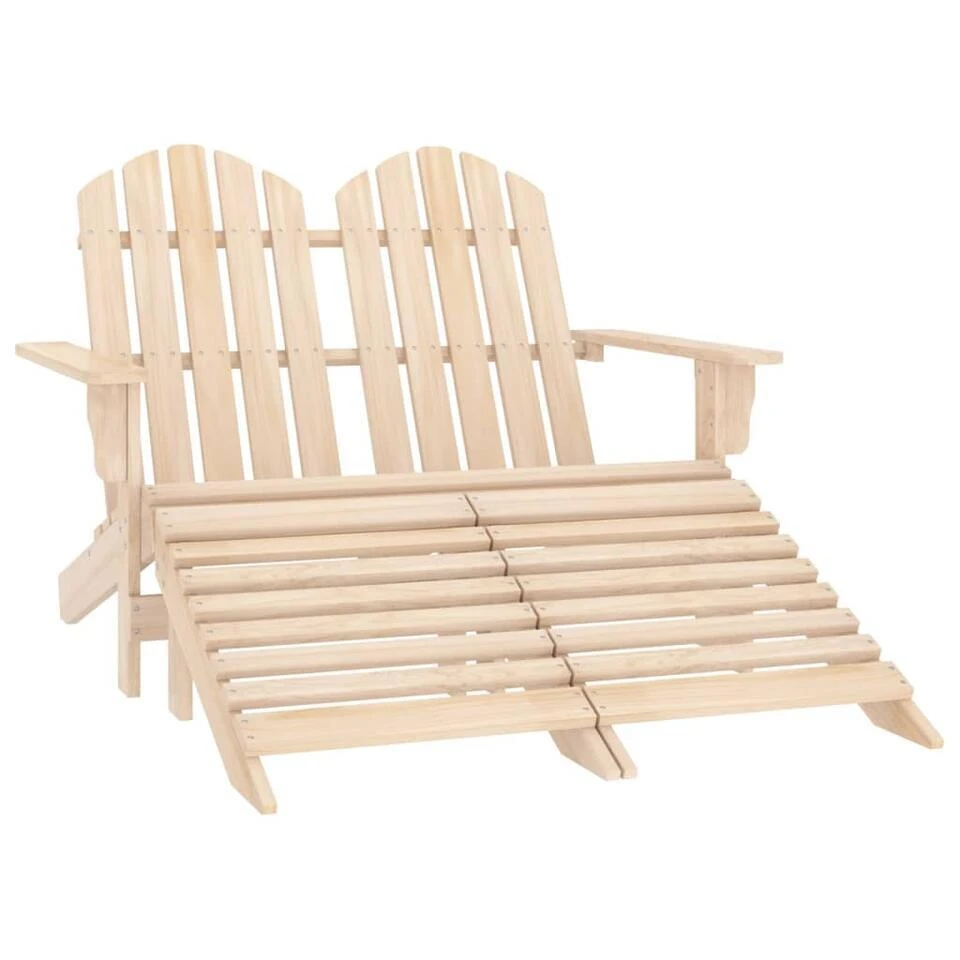 VidaXL - Tuinstoel 2-zits Adirondack - Bruin - Hout - Met Voetenban 3 VidaXL - Tuinstoel 2-zits Adirondack - Bruin - Hout - Met Voetenban