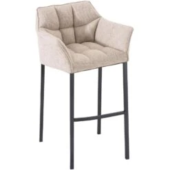 CLP Barkruk Damaso Zwart Frame - Stof - Ivoor