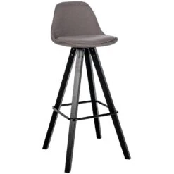 CLP Barkruk Corbin Zwart Frame - Stof - Taupe