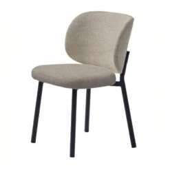 Eetkamerstoel Beige Linnen - 49x52x81,5cm - Swan - Set Van 2