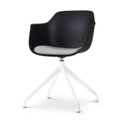 Nolon Nola-Liz Eetkamerstoel Zwart - Lichtgrijs - Draaibaar - Wit