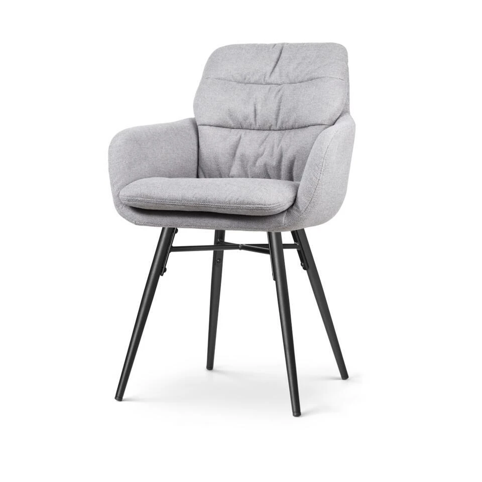 Nolon Nena-Mia Eetkamerstoel Grijs - Armleuning - Zwarte Houten Poten 3 Nolon Nena-Mia Eetkamerstoel Grijs - Armleuning - Zwarte Houten Poten