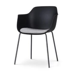 Nolon Nora-Liz Eetkamerstoel Zwart - Lichtgrijs Kussen - Zwarte Poten