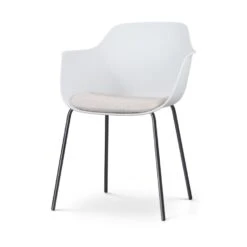 Nolon Nora-Liz Eetkamerstoel Wit - Beige Kussen - Zwarte Poten