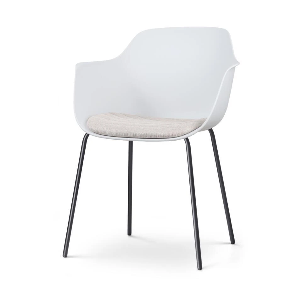 Nolon Nora-Liz Eetkamerstoel Wit - Beige Kussen - Zwarte Poten 3 Nolon Nora-Liz Eetkamerstoel Wit - Beige Kussen - Zwarte Poten