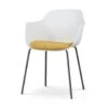 Nolon Nora-Liz Eetkamerstoel Wit - Okergeel Kussen - Zwarte Poten -LeenBakker Winkel 1000168436