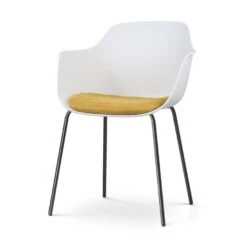 Nolon Nora-Liz Eetkamerstoel Wit - Okergeel Kussen - Zwarte Poten