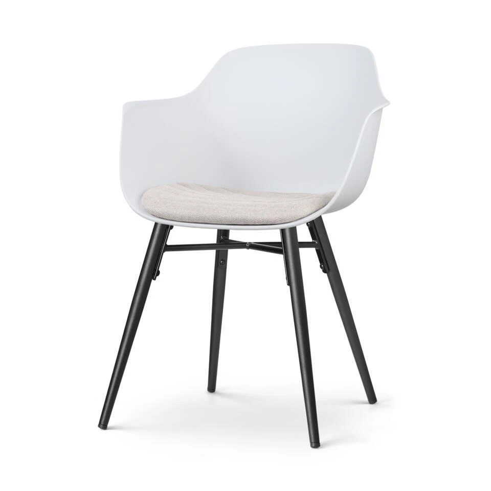 Nolon Nena-Liz Eetkamerstoel Wit - Beige - Zwarte Houten Poten 3 Nolon Nena-Liz Eetkamerstoel Wit - Beige - Zwarte Houten Poten