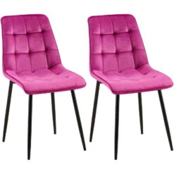 CLP Set Van 2 Eetkamerstoel Gifford Mat Zwart Frame - Fluweel - Paars