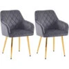 CLP Set Van 2 Eetkamerstoel Monett Goud Frame - Fluweel - Donkergrijs -LeenBakker Winkel 1000170839
