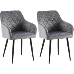CLP Set Van 2 Eetkamerstoel Monett Zwart Frame - Fluweel - Donkergrijs