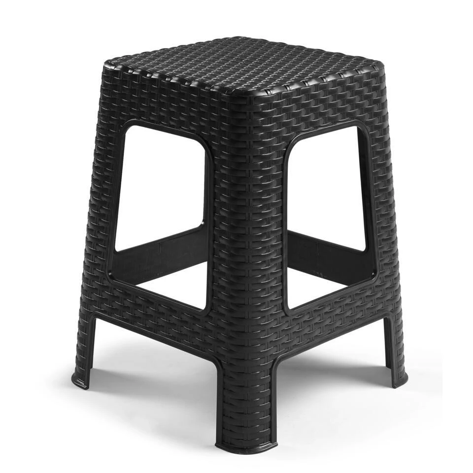 Merkloos Plasticforte Rotan Opstapje/krukje - Kunststof - Zwart 3 Merkloos Plasticforte Rotan Opstapje/krukje - Kunststof - Zwart
