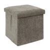 Home Deco - Poefje - Opbergbox - Rib - Zacht Taupe - 38 X 38cm