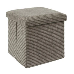 Home Deco - Poefje - Opbergbox - Rib - Zacht Taupe - 38 X 38cm