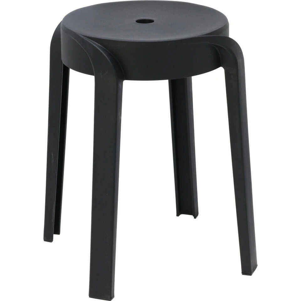 Merkloos H&S Collection Bijzet Krukje - Zwart - Kunststof - H45 Cm 3 Merkloos H&S Collection Bijzet Krukje - Zwart - Kunststof - H45 Cm