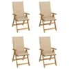 VidaXL - Verstelbare Tuinstoelen En Kussens - Beige - 57x69x111 Cm - 4 Stuks -LeenBakker Winkel 1000172573