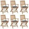 VidaXL - Tuinstoelen Met Kussens - Inklapbaar - Grijs - Acaciahout - 6 Stuks -LeenBakker Winkel 1000172592