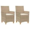 VidaXL - Tuinstoelen Met Kussens - Beige - Poly Rattan En Hout - 2 Stuks 2 VidaXL - Tuinstoelen Met Kussens - Beige - Poly Rattan En Hout - 2 Stuks -LeenBakker Winkel 1000172594