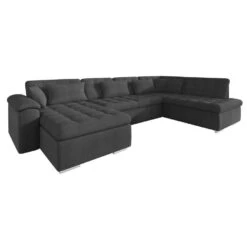 Meubella - Hoekbank Nicoreta - Grijs - Stof - Links